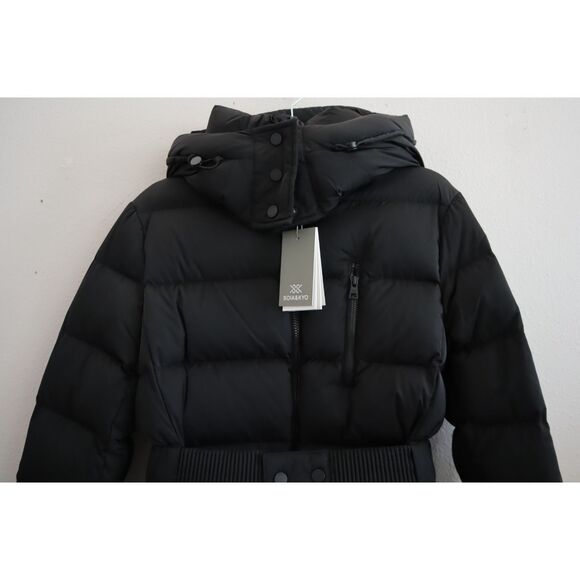 Soia & Kyo Revolve Women Sz M Black Gianna Belted Down Filled Puffer Jacket - Picture 3 of 16